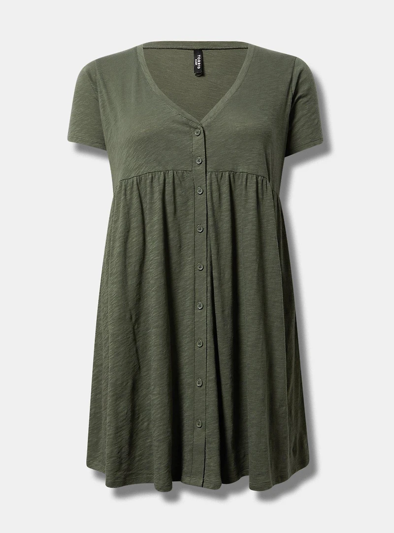 Cotton Button-Down Lounge Dress