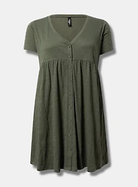 Cotton Button-Down Lounge Dress