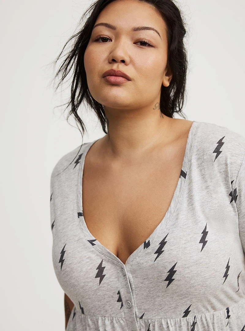 Cotton Button-Down Lounge Dress