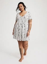 Cotton Button-Down Lounge Dress