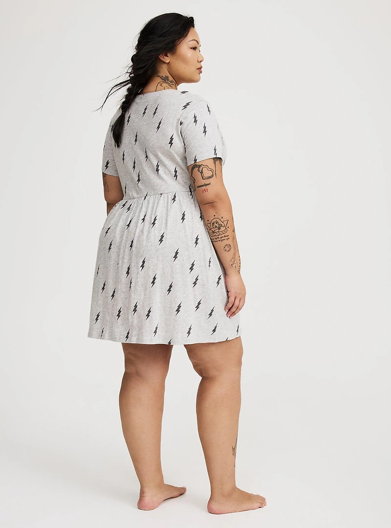 Cotton Button-Down Lounge Dress