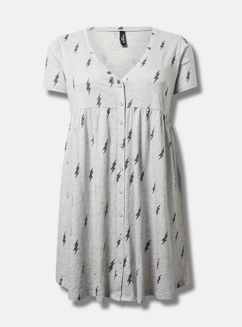 Cotton Button-Down Lounge Dress
