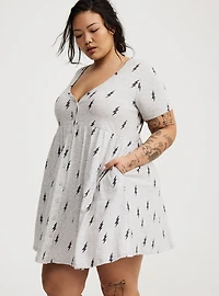 Cotton Button-Down Lounge Dress