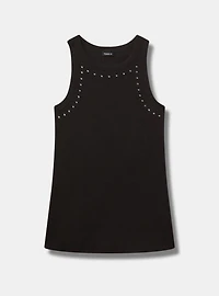 Embellished Rib High-Neck Tank