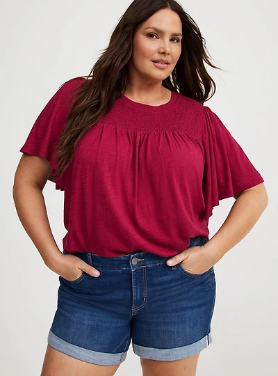 Flutter Sleeve Smocked Top