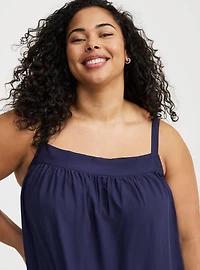 Mini Drop-Waist Scallop-Hem Dress