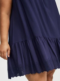 Mini Drop-Waist Scallop-Hem Dress