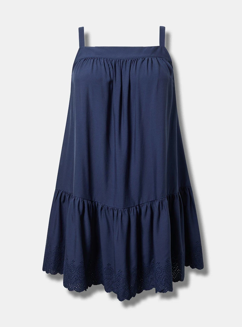 Mini Drop-Waist Scallop-Hem Dress