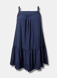 Mini Drop-Waist Scallop-Hem Dress