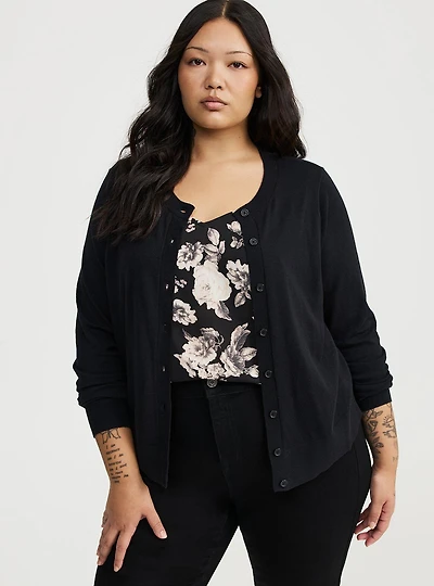 Fitted Crew Cardigan