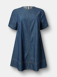 Mini Crew-Neck Denim Dress