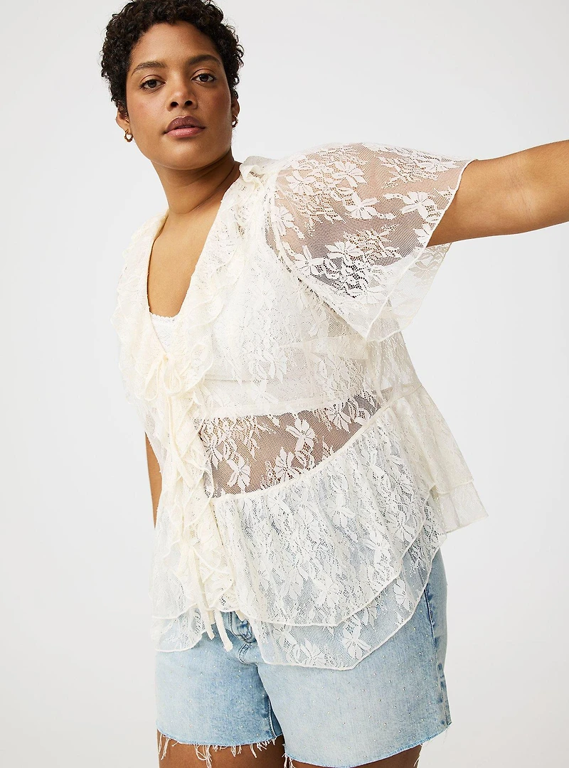 Ruffle V-Neck Blouse