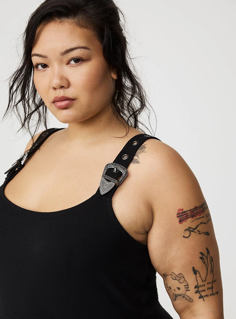 Mini Western-Buckle Tank Dress