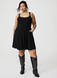 Mini Western-Buckle Tank Dress