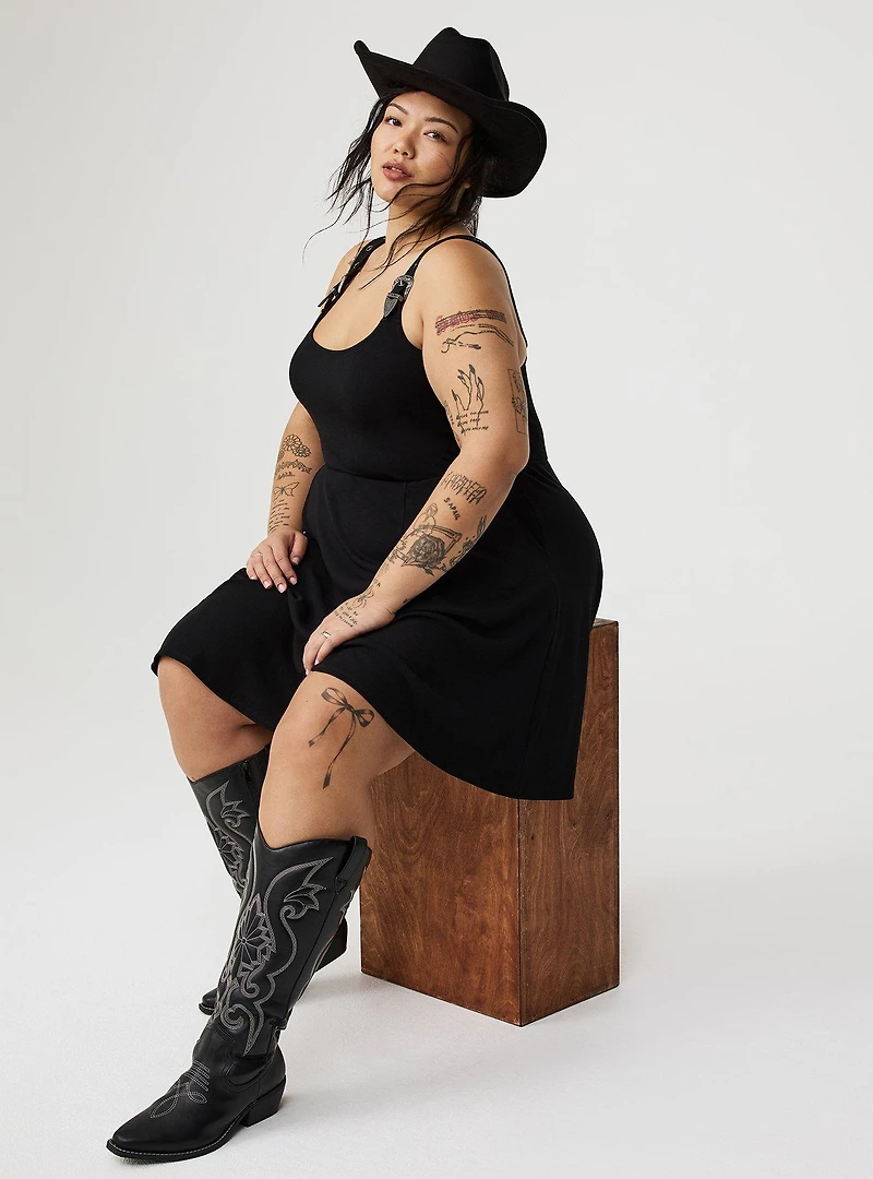 Mini Western-Buckle Tank Dress