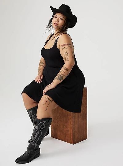 Mini Western-Buckle Tank Dress