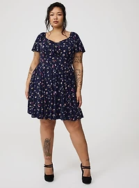 Mini Flutter-Sleeve Tie-Front Dress