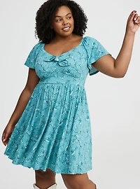 Mini Flutter-Sleeve Tie-Front Dress