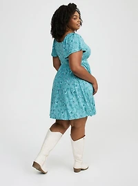 Mini Flutter-Sleeve Tie-Front Dress