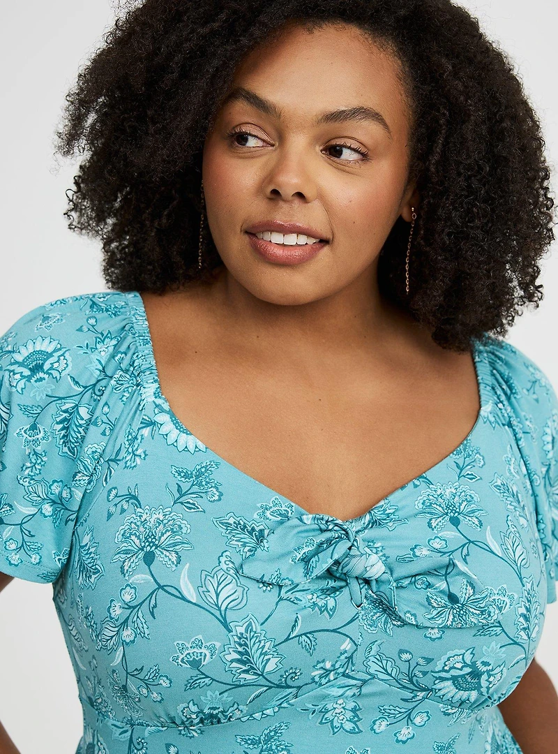 Mini Flutter-Sleeve Tie-Front Dress