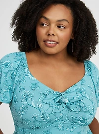 Mini Flutter-Sleeve Tie-Front Dress