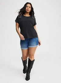 Embellished Shoulder Crew Tee