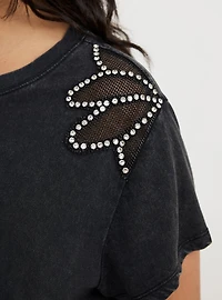 Embellished Shoulder Crew Tee