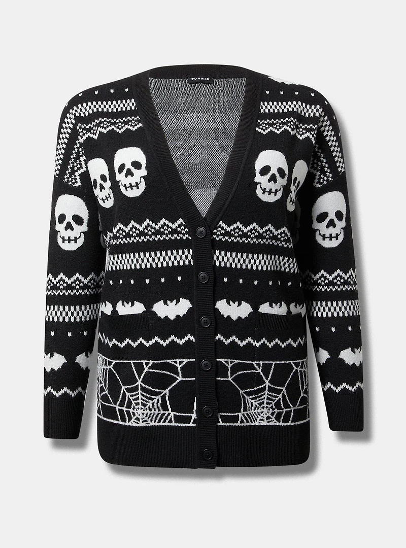 Luxe Cozy Jacquard Boyfriend Cardigan