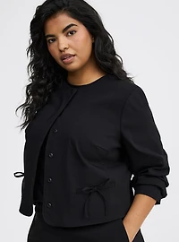 Cropped Collarless Bow Blazer