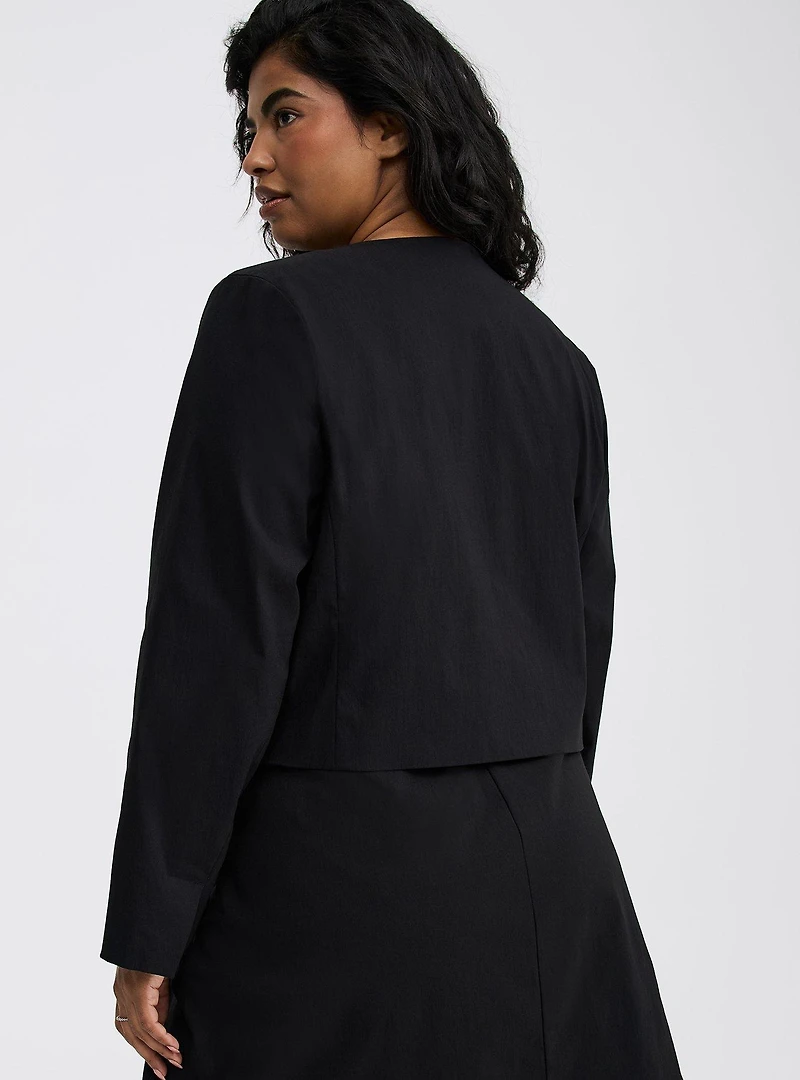 Cropped Collarless Bow Blazer