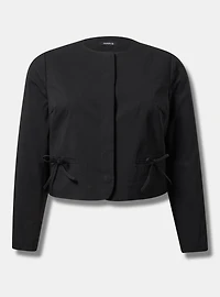 Cropped Collarless Bow Blazer