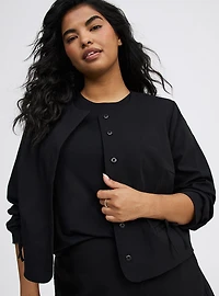 Cropped Collarless Bow Blazer