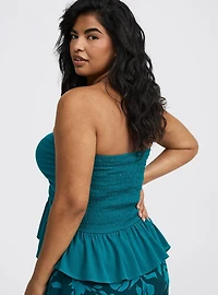 Crinkle Gauze Cinched Tube Top