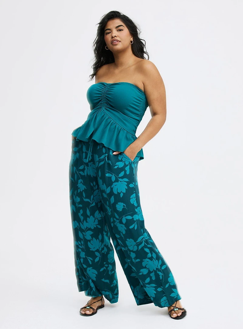 Crinkle Gauze Cinched Tube Top