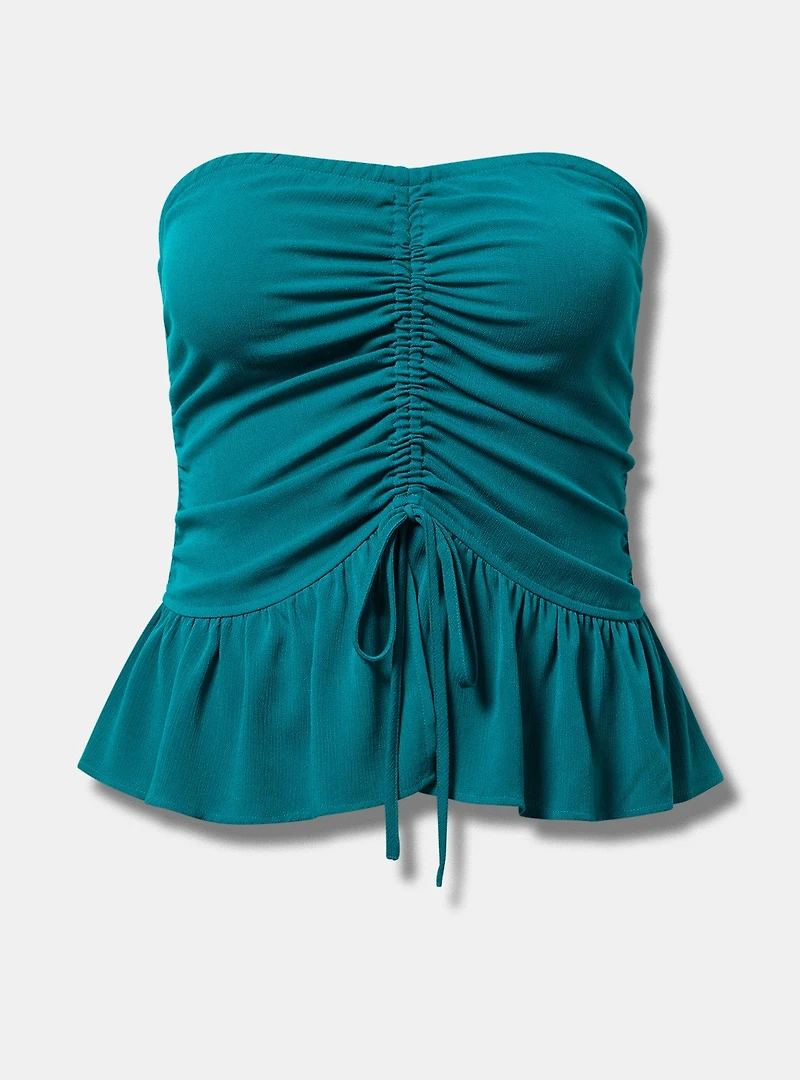 Crinkle Gauze Cinched Tube Top