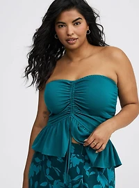 Crinkle Gauze Cinched Tube Top