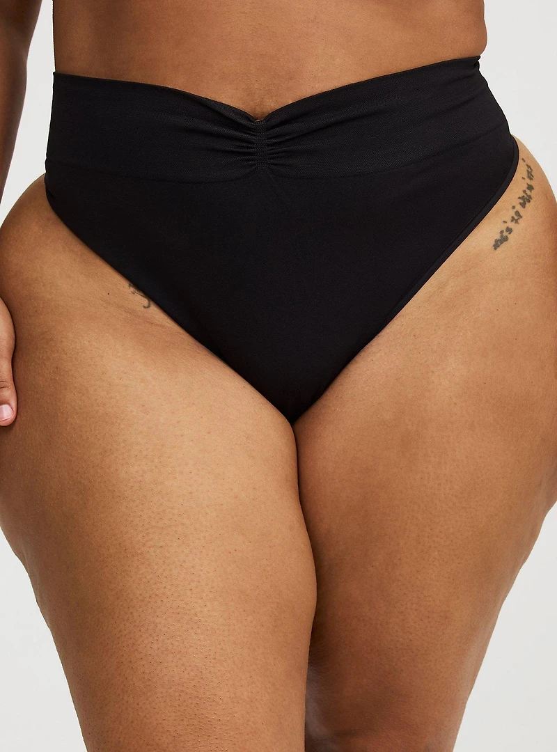 Seamless Smooth High-Rise Ruched Thong Panty