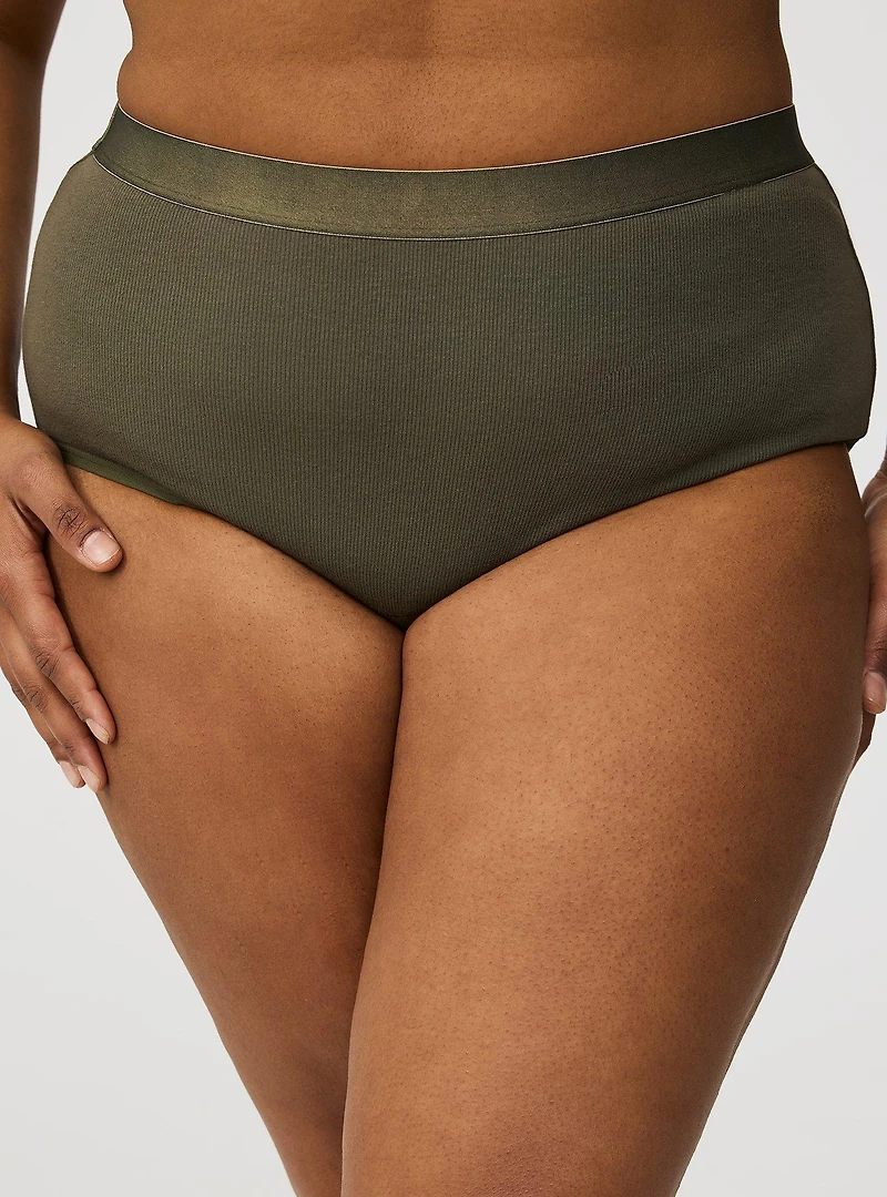 Cotton Rib Mid-Rise Brief Panty