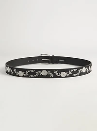 Embroidered Denim Belt
