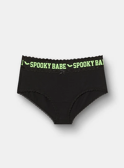 Cotton Mid-Rise Lace Trim Brief Panty