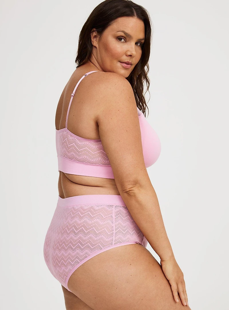 Seamless Smooth Lace Mid Rise Brief Panty