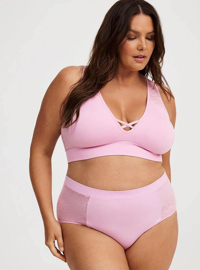Seamless Smooth Lace Mid Rise Brief Panty