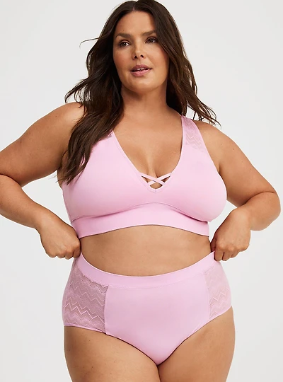 Seamless Smooth Lace Mid Rise Brief Panty