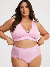 Seamless Smooth Lace Mid Rise Brief Panty