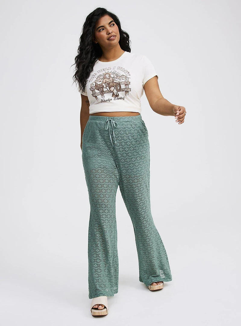 High-Rise Flare Leg Crochet Pant