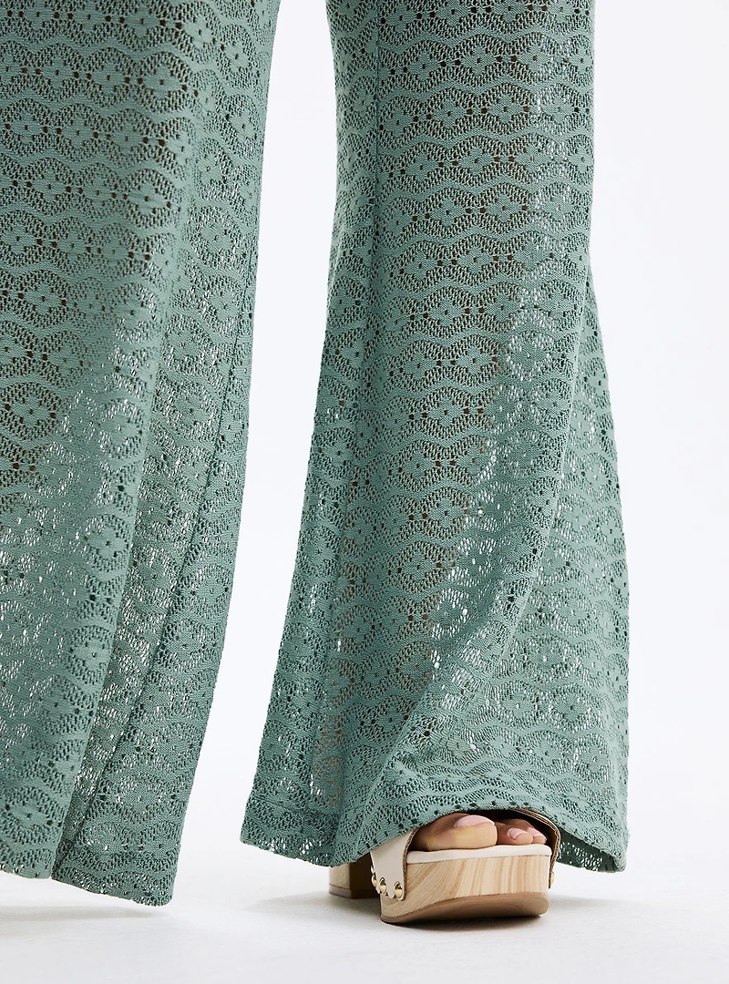 High-Rise Flare Leg Crochet Pant