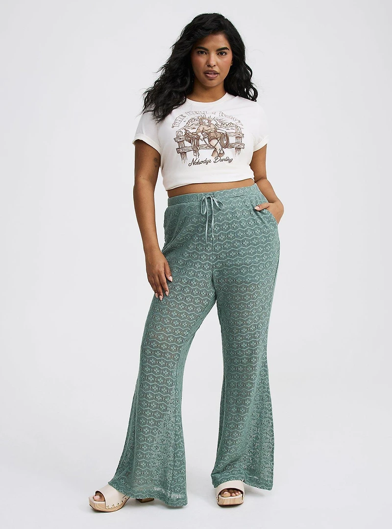 High-Rise Flare Leg Crochet Pant