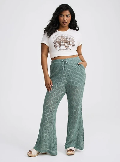 High-Rise Flare Leg Crochet Pant