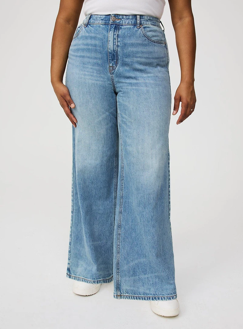 High-Rise Wide-Leg Rhinestone Jean