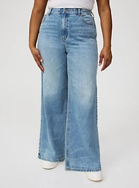 High-Rise Wide-Leg Rhinestone Jean